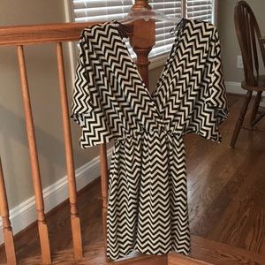 Chevron v neck and back dress